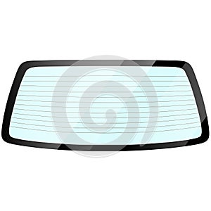 Car glass rear window with heating with light reflection, new clean back window with heating for car graphic illustrations