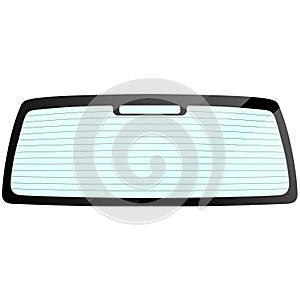 Car glass rear window with heating with light reflection, new clean back window with heating for car graphic illustrations