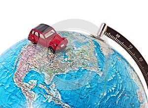 Car on a globe