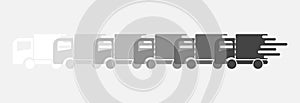 The car is going at high speed vector icon on gray background. F