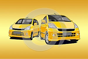 car  with gold gradation background