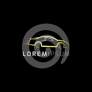 Car gold logo icon template. Vector illustration. Modern design