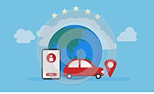 Car gps location, online taxi service illustration