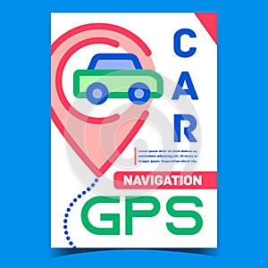 Car Gps Navigation Creative Promo Banner Vector