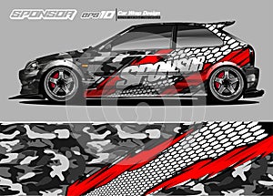 Car graphic background vector. abstract race style livery design for vehicle vinyl sticker wrap