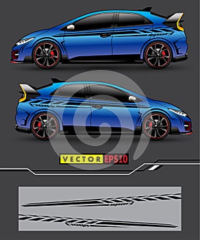Car graphic vector. abstract lines with gray background design for vehicle vinyl wrap