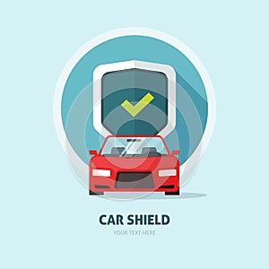 Car guard protection shield sign, collision insurance logo, auto service