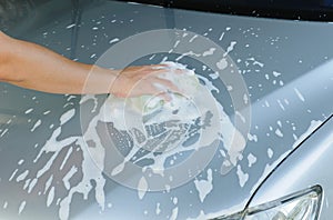 Car Hand Wash with Yellow Sponge and Soap