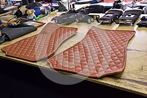 Car handmade rugs with diamond-shaped stitching threads of br