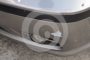 A car has a dented after an accident/Car Accident