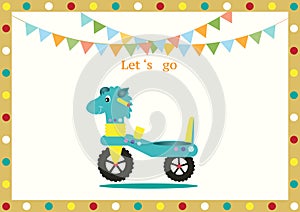 Car haul child classic color on kid card backgrounds,Vector illustrations
