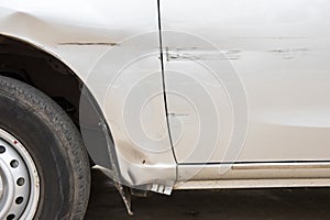 Car have scratched with deep damage to the paint,car accident on