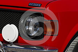 Car headlamp and grill detail