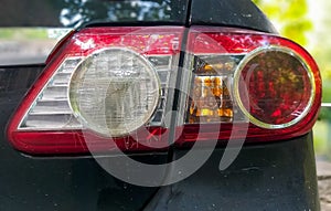 Car headlight, close up of a car headlight