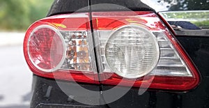 Car headlight, close up of a car headlight