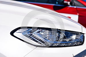 Car headlight closeup