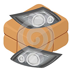 Car headlight icon, isometric style