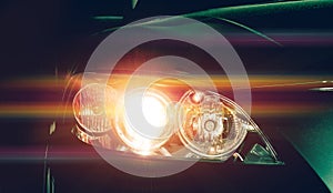 Car headlights. Exterior detail.