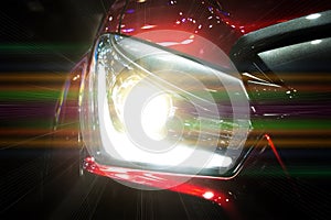 Car headlights. Exterior detail. Car luxury concept