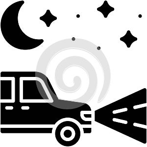 Car with headlights on icon, car accident and safety related vector illustration