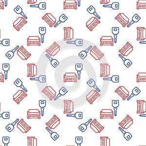 Car Hire vector seamless pattern in outline style