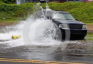 Car Hits Watery Fire Hydrant..