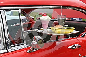 Car hop food and antique car