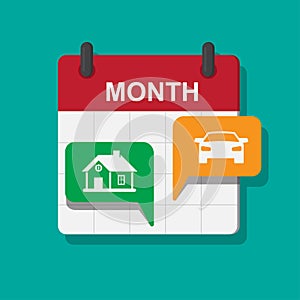 Car and house installment payment icon,installment payment plan concept