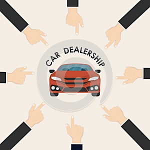 Car and human hand sign.Car dealership logo vector design