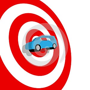 Car hunt shopping 3D auto on target bullseye