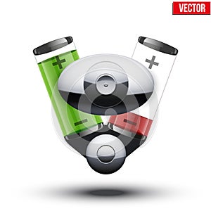 Car hybrid engine on white background.