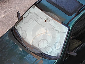 Car with ice on window, Lithuania