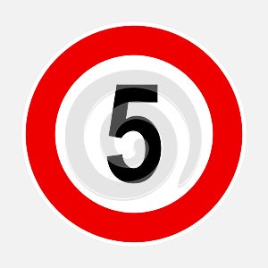 5 max speed road sign
