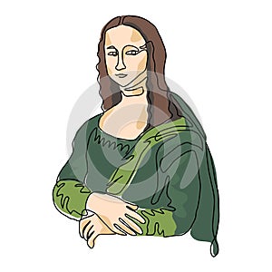 Mona Lisa cartoon illustration line art photo