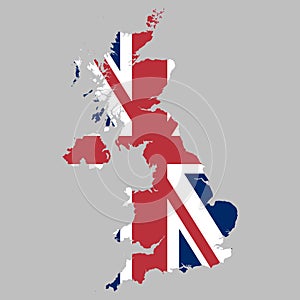 UK flag inside the British map