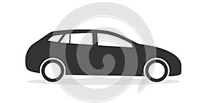 Car icon. Automobile silhouette. Black pictogram symbol of auto. Hatchback or van car. Simple modern icon isolated on white