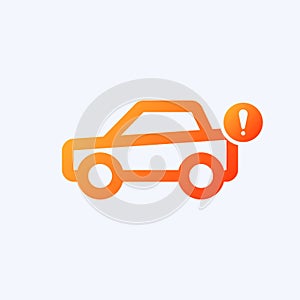 Car icon with exclamation mark. Car icon and alert, error, alarm, danger symbol