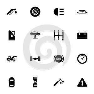 Car icon - Expand to any size - Change to any colour. Perfect Flat Vector Contains such Icons as tow truck, speedometer, abs,