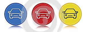 Car icon flat round button set illustration