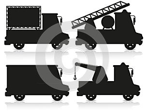 Car icon set black silhouette vector illustration