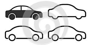 Car icon set in linear style. Transport symbol. Vector illustration