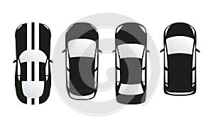 Car icon set. Top view. Vector illustration or different type of cars