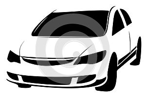 Car Icon Vector. Hatchback symbol. Black illustration on white b