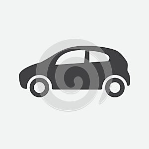 Car icon, vector vechicle sign, automobile illustration. Black shape isolated on white. Flat design for web, website, mobile app.