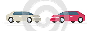 Car icon vector, vehicle isolated graphic flat cute simple illustration set, auto automobile transport image white red color