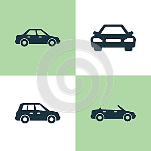 Car Icons Set. Collection Of Convertible Model, Car, Automobile And Other Elements. Also Includes Symbols Such As