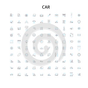 car icons, signs, outline symbols, concept linear illustration line collection