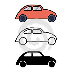 Car Icons,thin line icons,solid icons,flat icons,transportation,vector illustrations