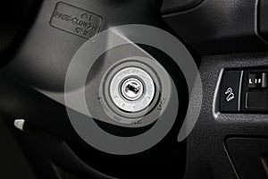 Car ignition keyhole  start stop engine