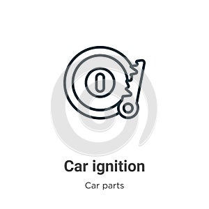 Car ignition outline vector icon. Thin line black car ignition icon, flat vector simple element illustration from editable car